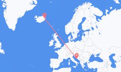 航班从克罗地亚斯普利特市到埃伊尔斯塔济市，冰岛塞尔