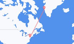 来自美国北费城目的地 格陵兰瑪尼特索克的航班