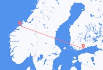 Vluchten van Helsinki, Finland naar Kristiansund, Noorwegen