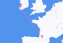 Flyg från Killorglin, Irland till Lourdes (kommun i Brasilien, São Paulo, lat -20,94, long -50,24), Frankrike