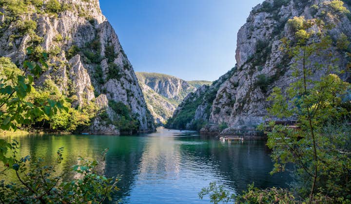 Photo of view of beautiful tourist attraction, lake at Matka Canyon in the Skopje surroundings.