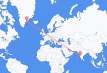 Vluchten van Goa, India naar Kulusuk, Groenland