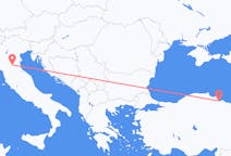 Vluchten van Samsun, Turkije naar Bologna, Italië