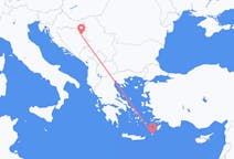 ボスニア・ヘルツェゴビナのトゥズラから、ギリシャのカルパトス島までのフライト