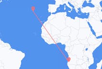 Vluchten van Lubango, Angola naar Ponta Delgada, Portugal