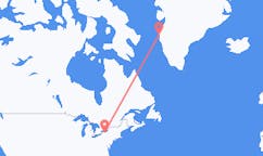 미국 로체스터에서 출발해 그린란드 시시미우트에게(으)로 가는 항공편