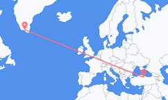 Flights from Narsaq, Greenland to Amasya, Turkey