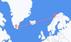 グリーンランドのナルサクから、ノルウェーのナルビクまでのフライト