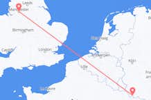 Flyg från Saarbrücken, Tyskland till Manchester, England
