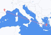 フランスのカルカソンヌからから、ギリシャのナクソス島までのフライト