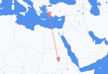 Flyg från Khartoum, Sudan till Rhodes, England, Grekland