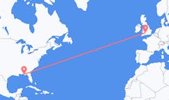 Flyreiser fra Panama by, USA til Bristol, England