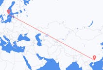 Flyrejser fra Wuzhou, Kina til Stockholm, Sverige