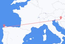 Flyg från A Coruña, Spanien till Zagreb, Kroatien