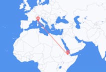 Flyreiser fra Semera, Etiopia til Bastia, Frankrike