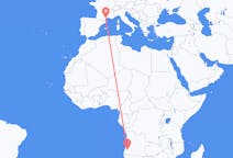 Loty z Lubango, Angola do Béziersa, Francja