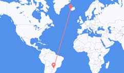 Flyg från Cascavel (kommun i Brasilien, Paraná, lat -25,05, long -53,39), Brasilien till Reykjavik, Island