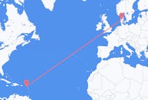 从圣基茨和尼维斯出发圣基茨岛目的地 丹麦卡鲁普的航班