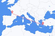 希腊出发地 萊羅斯島飞往希腊目的地 波尔多的航班