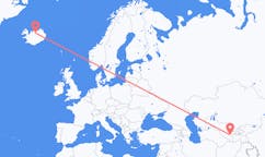 Flights from the city of Samarkand, Uzbekistan to the city of Akureyri, Iceland