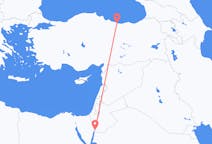 Vluchten van Akaba, Jordanië naar Ordu, Turkije