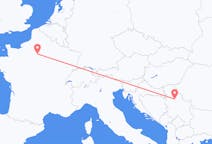 Flights from the city of Paris to the city of Belgrade