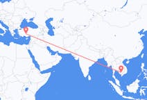 Flyg från Phnom Penh, Kambodja till Konya, Turkiet
