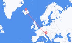 Flights from the city of Rijeka, Croatia to the city of Akureyri, Iceland