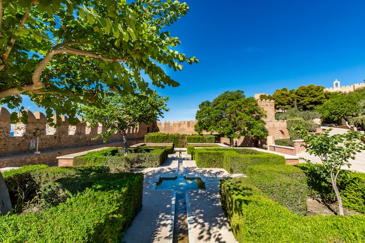 Photo of the beautiful gardens in the Almeria castle (Alcazaba of Almeria), Spain.