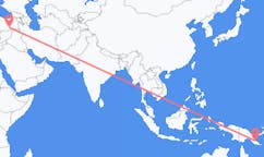 Flyreiser fra Popondetta, Papua Ny-Guinea til Diyarbakir, Tyrkia