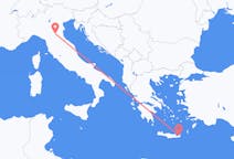 ギリシャのシティアからから、イタリアのボローニャまでのフライト