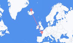 航班从法国拉罗歇尔市到阿克雷里市，冰岛塞尔