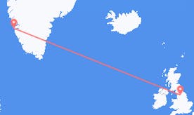 Flyreiser fra England til Grønland