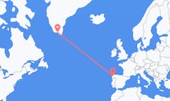 出发地 格陵兰纳萨克目的地 西班牙圣地亚哥 － 德孔波斯特拉的航班