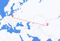 Flyg från Korla, Kina till Warszawa, Kina