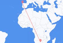 Flyg från Maun, Botswana till Santiago de Compostela, Spanien