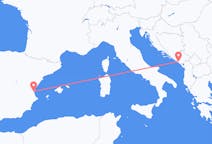 Vluchten van Tivat, Montenegro naar Valencia, Spanje