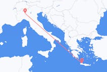 ギリシャのハニアからから、イタリアのミラノまでのフライト