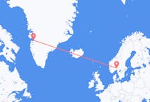Vluchten van Qasigiannguit, Groenland naar Oslo, Noorwegen