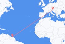 Flyrejser fra Paramaribo, Surinam til Klagenfurt, Østrig