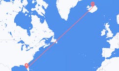 Flyreiser fra byen Sarasota, USA til byen Akureyri, Island