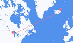 航班从美国沃索 (威斯康星州)市到埃伊尔斯塔济市，冰岛塞尔
