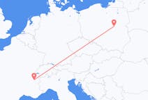 Flyg från Warszawa, Polen till Chambery, Frankrike