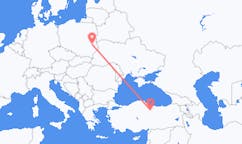 Flyg från Tokat, Turkiet till Lublin, Polen