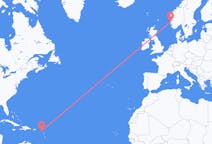 从圣基茨和尼维斯出发圣基茨岛目的地 挪威斯托德島的航班