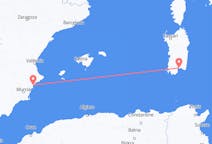 Vluchten van Alicante, Spanje naar Cagliari, Trento, Italië