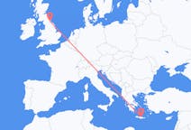 Flights from Heraklion, Greece to Durham, England, the United Kingdom