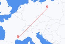 Flyg från Nimes, Frankrike till Poznan, Polen