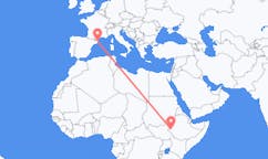 Flyreiser fra Gambela, Ethiop, Etiopia til Girona, Spania