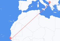 Vluchten van Cap Plinten, Senegal naar Tirana, Albanië